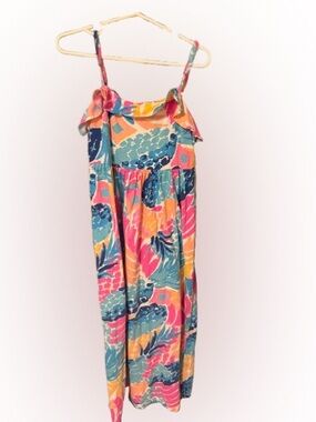 Lilly Pulitzer Colorful Tropical Print Spaghetti Strap Maxi Dress